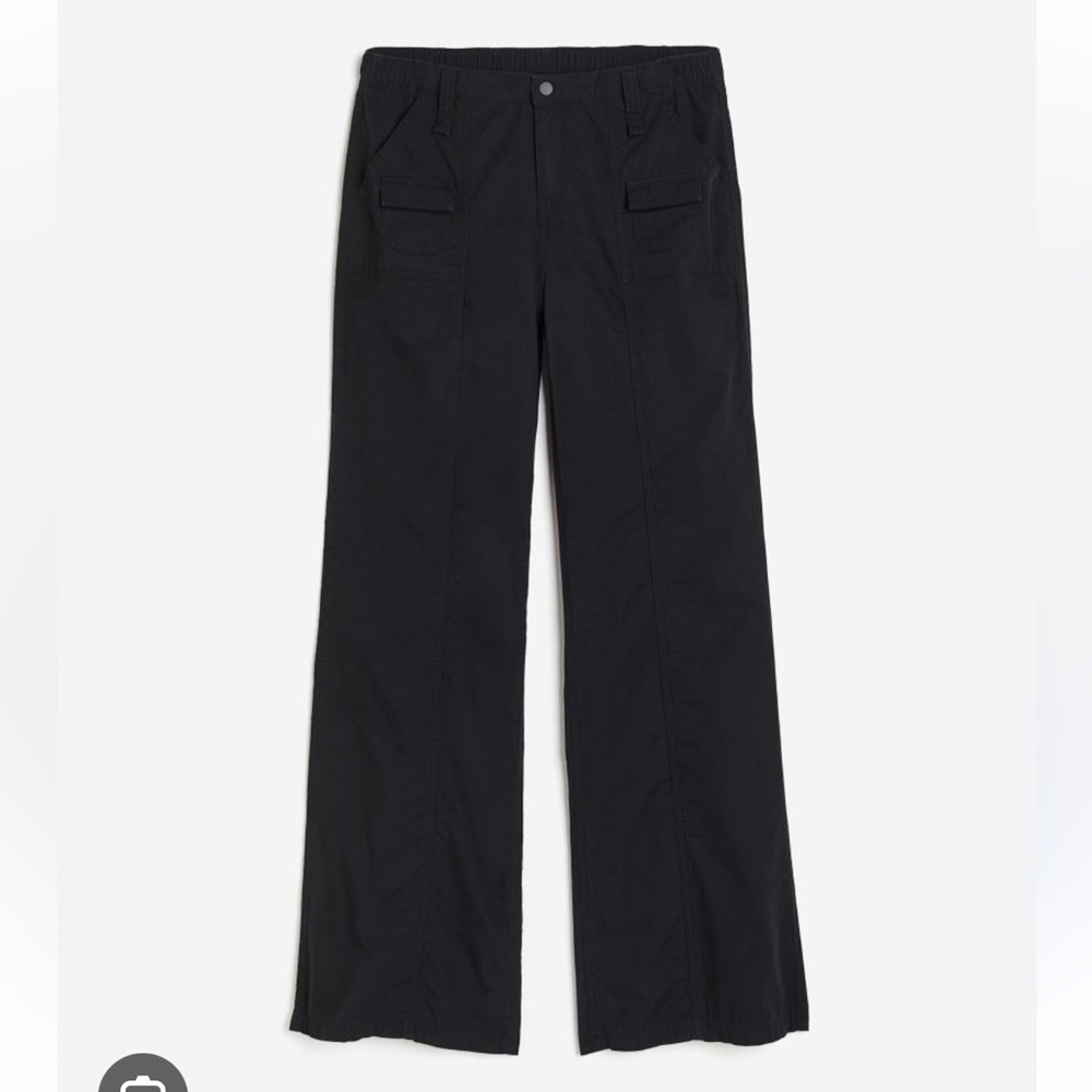 H&M Canvas Cargo Trousers Pants Black - Picture 2 of 7